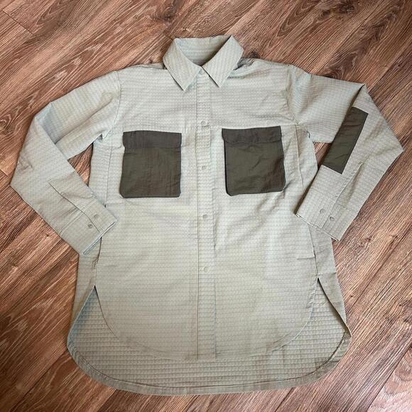 Lululemon Women’s Grid Fleece Hiking Overshirt In Laurel Green Medium Olive 2 - Picture 8 of 9